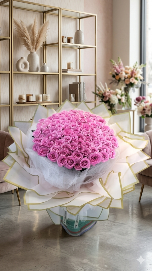 100 Premium Pink Roses