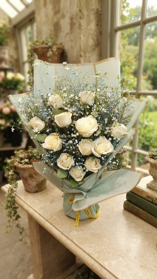 Elite White Roses Bunch