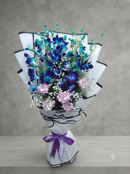 Blue Orchid N Carnations Bunch